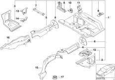 Дополнит.элементы пола багажника для BMW E46 320td M47N (схема запасных частей)