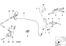 Привод управления сцеплением для BMW E39 520i M52 (схема запасных частей)