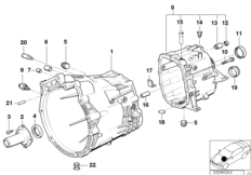 S5D...Z картер + дополнительные элементы для BMW Z3 Z3 3.0i M54 (схема запасных частей)