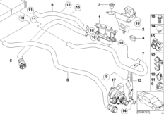 Водяные шланги насос-клапан IHKA для BMW E53 X5 3.0i M54 (схема запасных частей)