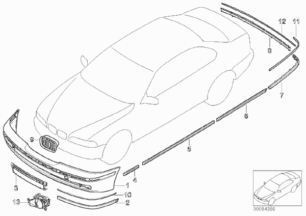 Дооснащение Facelift 2000 для BMW E39 540i M62 (схема запчастей)