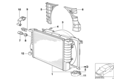 Радиатор водян.охлажд./кожух вентилятора для BMW Z3 Z3 M3.2 S54 (схема запасных частей)