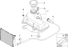 Расширит.бачок/трубопроводы для BMW Z3 Z3 M3.2 S54 (схема запасных частей)