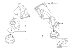 Подвеска двигателя для BMW E85 Z4 2.0i N46 (схема запасных частей)