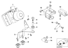 Гидроагрегат DSC/крепление/датчики для BMW E46 316ti N42 (схема запасных частей)