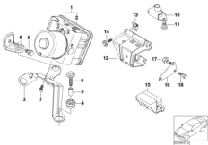 Гидроагрегат DSC/крепление/датчики для BMW E46 325ti M54 (схема запасных частей)