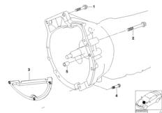 Крепление коробки передач для BMW E46 316i N42 (схема запасных частей)