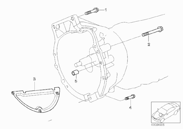 Крепление коробки передач для BMW E46 318ti N46 (схема запчастей)