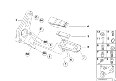 Планка упора для ног/упор для ног Пд для MOTO R28 R 1150 R Rockster (0308,0318) 0 (схема запасных частей)
