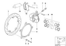 Тормозной механизм передн.колеса при ABS для BMW 89V3 K 1200 LT 99 (0545,0555) 0 (схема запасных частей)