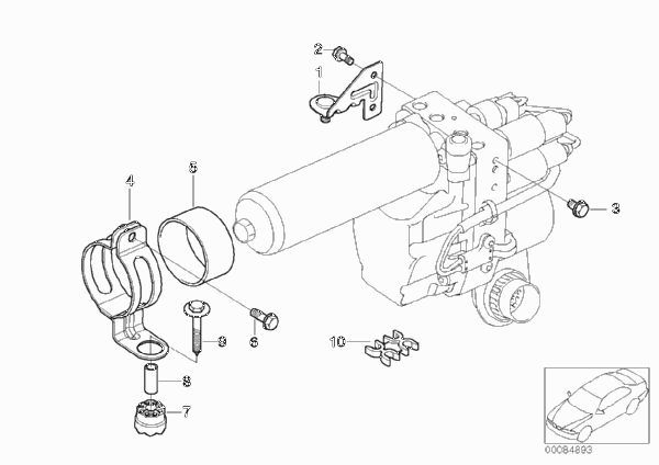 Крепление гидроагрегата/напорн.трубопр. для BMW E46 M3 S54 (схема запчастей)