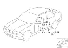 Механизм перемещения стекла двери Пд для BMW E36 318is M42 (схема запасных частей)