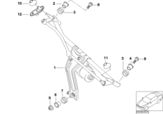 Стеклоочиститель авт.с правым рулем для MINI R50 Cooper W10 (схема запасных частей)