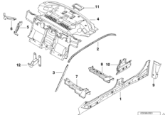 Боковой каркас/перегородка для BMW E39 M5 S62 (схема запасных частей)