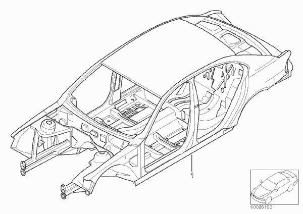 Каркас кузова для BMW E66 730Li M54 (схема запчастей)