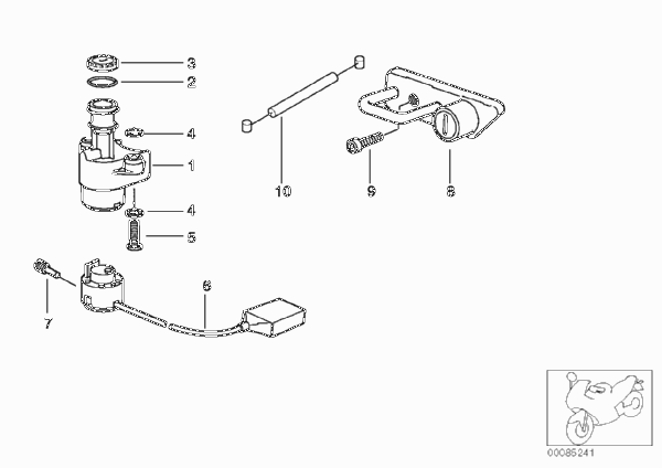 Выключатель зажигания/фиксаторы для BMW R28 R 850 R 02 (0428) 0 (схема запчастей)