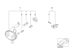 Фонарь указателя поворота Пд/Бок для MINI R50 One 1.4i W10 (схема запасных частей)