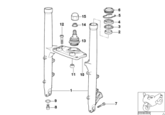Напр.труба/перемычка вилки Нж для MOTO 89V3 K 1200 LT 04 (0549,0559) 0 (схема запасных частей)