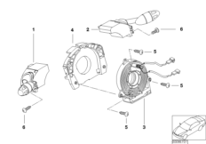 Переключатель на рулевой колонке для MINI R52 Cooper S W11 (схема запасных частей)
