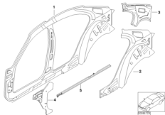 Детали бокового каркаса для BMW E67 760LiS N73 (схема запасных частей)
