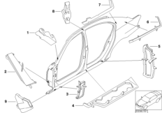Детали из шумопогл.матер.в полост.боков. для BMW E66 760Li N73 (схема запасных частей)