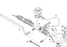 Маслопроводы гидроусилителя рул.управл. для BMW E46 330d M57 (схема запасных частей)