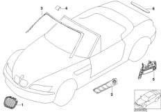 Дооснащение Chrome Line Exterieur для BMW Z3 Z3 3.0i M54 (схема запасных частей)