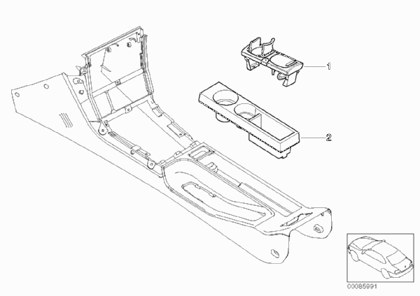 Дооснащение подстаканником для BMW Z3 Z3 2.0 M52 (схема запчастей)