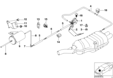 Вакуумное управление заслонкой глушителя для BMW E46 330xi M54 (схема запасных частей)