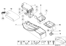 Центр.консоль/подлок.-кронштейн-облиц. для BMW E46 320Cd M47N (схема запасных частей)
