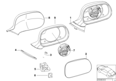 наружное зеркало заднего вида для BMW Z3 Z3 2.0 M52 (схема запасных частей)