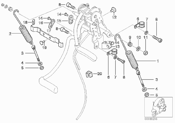 Доп.элементы механики коленного рычага для BMW C1N C1 (0191) 0 (схема запчастей)
