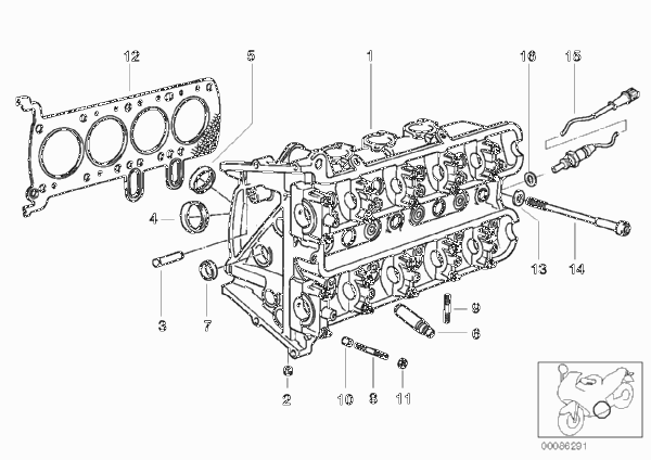 головка блока цилиндров для BMW 89V3 K 1200 RS 97 (0544,0554) 0 (схема запчастей)