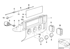 Панель управления отопителя для BMW E36 323ti M52 (схема запасных частей)