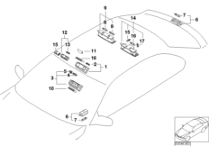 Светильн.осв.салона пан.крыши/баг.дверь для BMW E46 320td M47N (схема запасных частей)