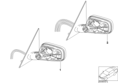 наружное зеркало заднего вида для BMW E65 735i N62 (схема запасных частей)