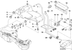 Расширительный бачок/фильтр с акт.углем для BMW E46 325i M54 (схема запасных частей)