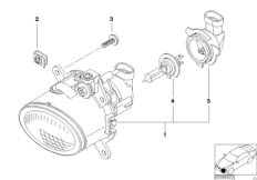фары противотуманные для MINI R53 Cooper S W11 (схема запасных частей)