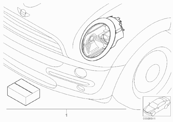 Комплект дооснащения ксеноновой фары для MINI R50 One D W17 (схема запчастей)
