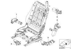 Сиденье Пд, э/оборудование и приводы для BMW E46 325Ci M54 (схема запасных частей)