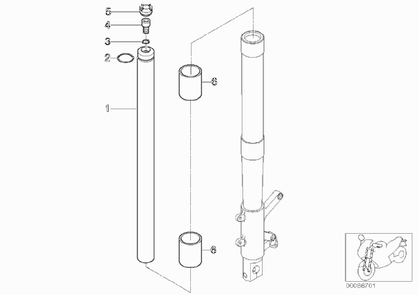 Вертикальная труба телескопической вилки для BMW 259S R 1100 S 98 (0422,0432) 0 (схема запчастей)
