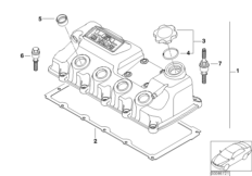 Крышка головки блока цилиндров для MINI R52 Cooper W10 (схема запасных частей)