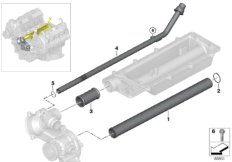 Трубопровод системы охлаждения для BMW E63 645Ci N62 (схема запасных частей)