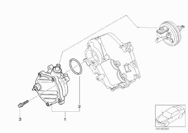 Вакуумный насос с трубопроводом для BMW E66 760Li N73 (схема запчастей)