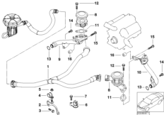 Трубопроводы системы нейтрализации ОГ для BMW E65 745i N62 (схема запасных частей)