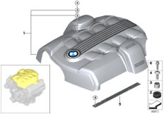 Звукоизоляционный кожух двигателя для BMW E53 X5 4.4i N62 (схема запасных частей)