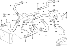 Водяной шланг системы охлаждения для BMW E34 M5 3.8 S38 (схема запасных частей)