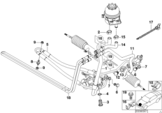 Маслопроводы гидроусилителя рул.управл. для BMW E53 X5 4.6is M62 (схема запасных частей)