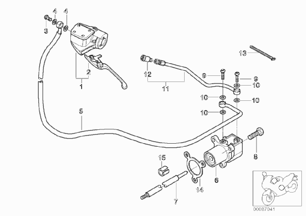 Привод управления сцеплением для BMW R21 R 1150 GS 00 (0415,0495) 0 (схема запчастей)