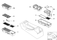 Отделение, дополнительные элементы для BMW E46 330i M54 (схема запасных частей)